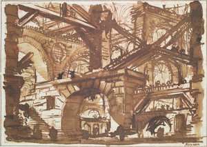 Dibujo de una Prisión Imaginaria (tinta y lavado sobre papel) de Giovanni Battista Piranesi